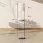 Candeeiro de Pé com Prateleiras 3 Temperaturas de Cor Controlo Remoto e Casquilho E27 Ø29x158 cm Preto