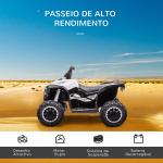 Quadriciclo Elétrico para Crianças de 3 - 5 Anos Veículo Eléctrico a Bateria 12V com 2 Motores 83x53x55,5cm Branco