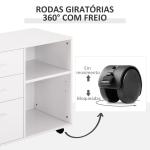 Armário de Escritório para Impressora Multifuncional com 3 Gavetas Prateleira Ajustável e Rodas 80x40x65cm Branco