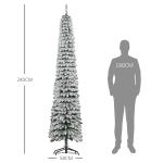 Árvore de Natal Estreita Nevada 240 cm com 603 Ramos e Suporte Metálico Dobrável para Sala de Estar, Interior, Verde
