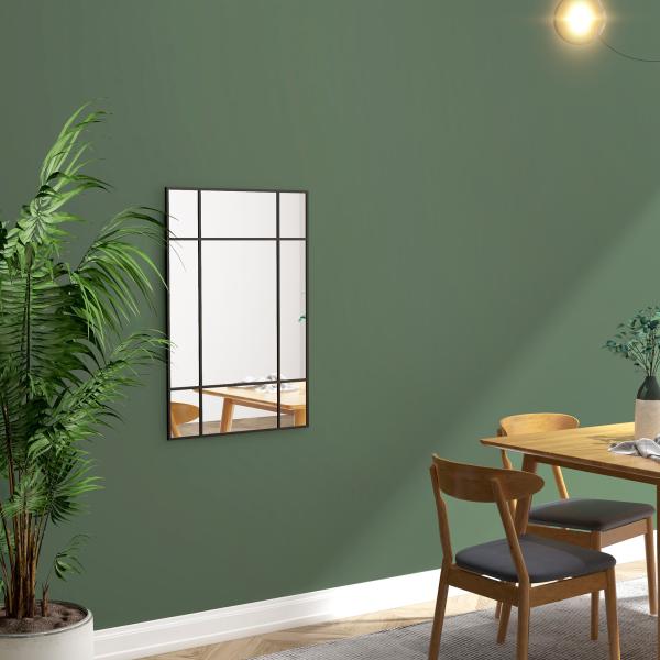 Espelho de Parede Retangular 90x60 cm com Moldura de Metal Espelho Decorativo para Sala Quarto Entrada Preto