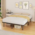 Estrutura 140x190 cm Estrado de Cama de Plataforma de Aço com Ripas de Álamo Fácil de Montar Carga 350 kg Preto