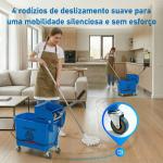 Balde de Limpeza com Escorredor, Painel Separador e Rodas Capacidade de 20L para Limpeza Doméstica 45x26,5x70 cm Azul