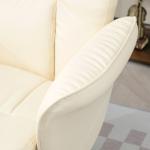 Poltrona Relax com Apoio para os Pés Estofada em PU Reclinável até 145° e Giratório 360° com Encosto Ajustável 81x81x105cm Creme