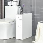 Armário Auxiliar de Casa de Banho Estreito com 2 Gavetas e Compartimento Superior com Tampa 17x48x58cm Branco