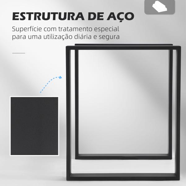 Conjunto de 2 Pés para Mesa de Aço 60x72 cm Pernas Quadradas de Mesa para Móveis de Bricolage Preto