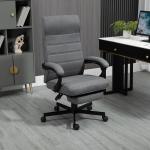 Cadeira de Escritório Giratória Reclinável com Altura Ajustável e Apoio para os Pés Retrátil 68x67x106 - 114 cm Cinza