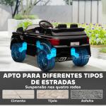 Carro Elétrico SUV Infantil 12V com 2 Motores Controlo Remoto Faróis Buzina Bluetooth Música USB e Abertura de Porta 3 - 5km/h 110x68x52cm Preto