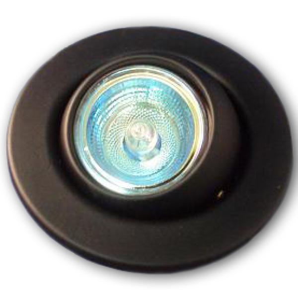 Pack Lampada Halogéneo 220V 50W + Aro Encastre Giratório (Preto)