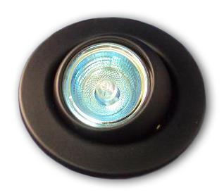 Pack Lampada Halogéneo 220V 50W + Aro Encastre Giratório (Preto)