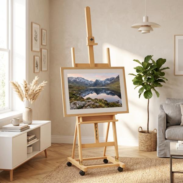 Cavalete de Pintura Dobrável 238 cm Cavalete de Madeira com Rodas Altura Ajustável Bandeja Madeira