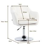 Cadeira de Escritório Giratória 360° Tamborete de Bar Cozinha Cabeleireiro com Encosto Envolvente Altura Ajustável 60x60x79 - 91 cm Branco