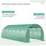 Cobertura de Estufa de Túnel 6x3x2m Cobertura de Substituição de Estufa Polietileno com 12 Janelas e Portas Enroláveis Proteção de Plantas para Jardim Verde