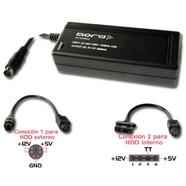 Alimentador p/ Discos Rigidos Internos e Externos DC 5V+12V 2 Amp