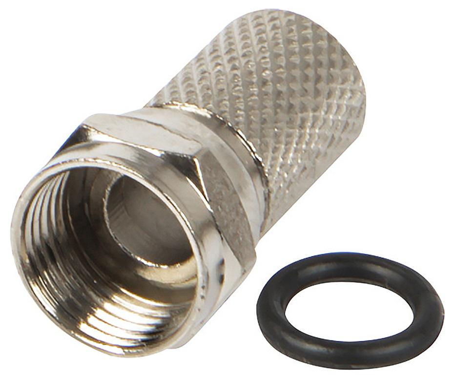 Ficha F c/ Vedação 6,4mm p/ RG6 (Qualidade - COBRE)