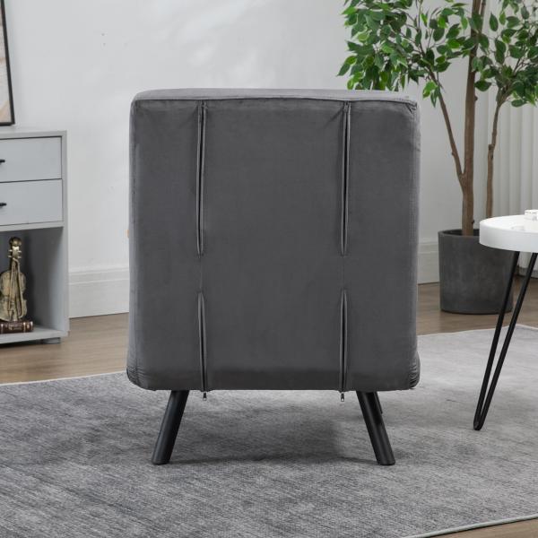 Poltrona Convertível em Cama Poltrona 3 em 1 Convertível em Cama com Encosto Ajustável em 5 Níveis 63x73x81 cm Cinza