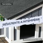 Casa para Gatos de Madeira com Suporte para Flores de 2 Níveis e Teto Asfáltico 96x65x85,5 cm Cinza