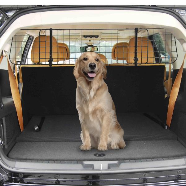 Grade de Segurança de Carro para Cães Extensível Universal Grade de Segurança para Cães com Largura Ajustável 91 - 152x30cm Preto