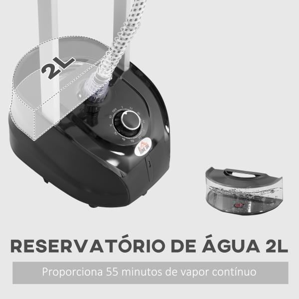 Ferro de Engomar a Vapor 1800W Temperatura Ajustável 11 Níveis Depósito de 2 L Aquecimento em 38s 35x25x47 - 118,5 cm Preto