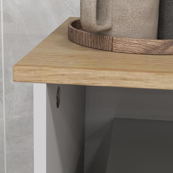 Móvel Auxiliar de Cozinha Moderno Móvel para Micro - Ondas com Prateleiras 3 Portas Compartimento Aberto 80x35x97 cm Branco