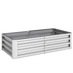 Caixa de Plantio de Aço Galvanizado para Cultivar Plantas Flores Floreira Exterior Retangular com Fundo Aberto 120x60x30,5 cm Prata