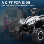Quadriciclo Elétrico para Crianças de 3 - 5 Anos Veículo Eléctrico a Bateria 12V com 2 Motores 83x53x55,5cm Branco