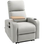 Poltrona de Massagem Poltrona Relax Elétrica com 4 Modos de Vibração Reclinação 145° Mesa 2 Bolsos Laterais 77x93x105 cm Cinza