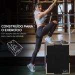 Caixa Pliométrica com 3 Alturas Diferentes para Treino de Força em Casa Ginásio CrossFit Carga 120 kg 61x51x41 cm Preto