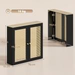 Cobertura para Radiador com 2 Portas em Rotim para Sala de Estar e Quarto 78x19x75 cm Preta