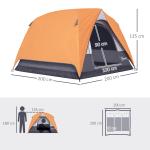Tenda de Campismo para 2 - 3 Pessoas Dobrável com Bolsa de Transporte 200x200x135 cm Laranja e Cinza