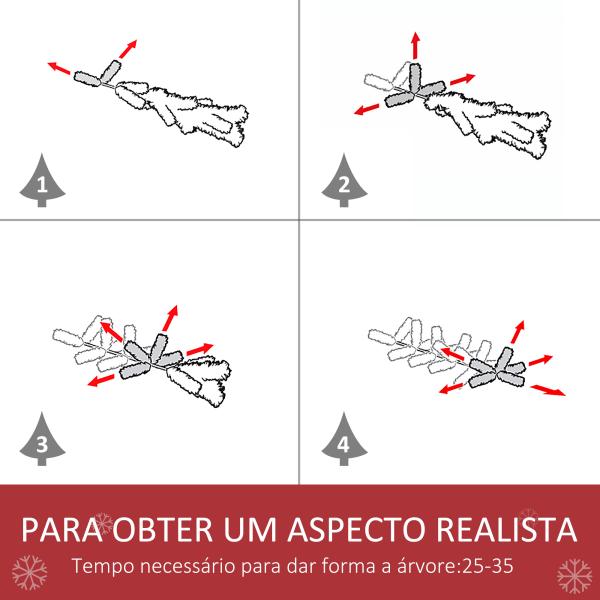 Árvore de Natal Artificial 180cm com 800 Ramos e 61 Pinhas Folhas de PVC com Efeito Neve Base Dobrável Verde