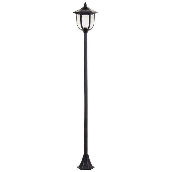 Candeeiro Solar com Painel Solar Candeeiro de Jardim com 6 LEDS Autonomia 6 - 8 horas Ø26x177 cm Preto