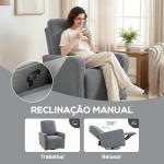 Poltrona Relax Reclinável Manual Poltrona Relax de Borreguito com Função de Baloiço 360° Reclinável até 135º 76x94x100 cm Cinza