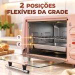 Forno Elétrico de Bancada 10 L 750 W com Temperatura até 230 °C e Temporizador 36,5x26x22 cm Rosa