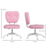 Cadeira de Escritório Estofada em PU com Altura Ajustável Sem Braços Cadeira de Estudo Dormitório 46x59x82 - 92 cm Rosa