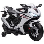 Mota Elétrica com Licença HONDA para Crianças de 3 - 5 Anos Mota a Bateria 6V com Farol Buzina Música 90x44x52cm Branco