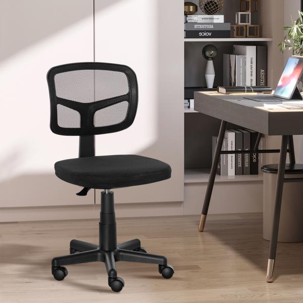 Cadeira de Escritório Operativa Giratória 360° com Altura Ajustável Suporte Lombar 43x48x77,5 - 89,5cm Preto