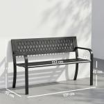 Banco de Jardim Exterior de 2 Lugares com Assento Ripado, Apoios de Braço e Estrutura de Aço 119x50x75 cm Preto