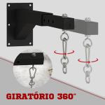 Suporte para Saco de Boxe de Parede com Distância Ajustável de 45 - 65 cm Gancho Giratório de 360° e Correntes Preto