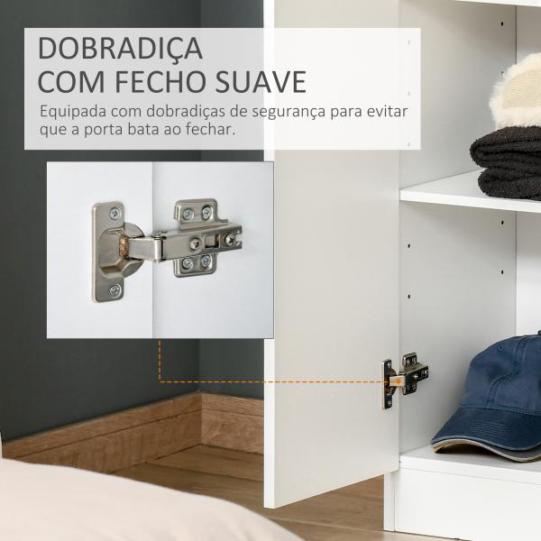 Armário de Arrumação Armário Multiusos com 5 Prateleiras Ajustáveis Móvel Auxiliar para Cozinha Sala Dormitório 59x31x155 cm Branco
