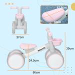 Bicicleta sem Pedais para Crianças de 12 - 36 Meses Bicicleta de Equilíbrio com Assento Ajustável 56x27x39 cm Rosa