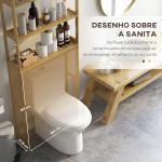 Estante sobre Sanita de Bambu com 3 Prateleiras Pés com Almofadas Antiderrapantes e Anti - Tombo 68x20x135 cm Madeira