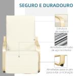 Poltrona Relax com Apoio para os Pés Ajustável Estofada em Tecido com Estrutura de Madeira 66,5x94x100 cm Creme