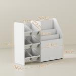 Estante Infantil para Brinquedos com 6 Caixas Removíveis 3 Prateleiras Abertas e Gaveta Inferior com Rodas 100x30x80 cm Branco