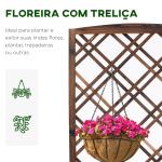 Floreira com Treliça de Madeira Caixa de Plantio com Suporte para Plantas Trepadeiras 60x30x122,5cm Marrom