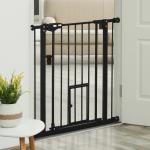 Barreira de Segurança para Animais de Estimação 74 - 80cm com Porta com Fechamento Automático e Sistema de Duplo Bloqueio Altura 76,2cm Preto