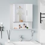 Armário Casa de Banho com Espelho Móvel Suspenso de Casa de Banho com 2 Portas e 2 Prateleiras Interiores Ajustáveis 54x15,2x55,3cm Branco