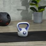 Kettlebell 6 kg Peso Russo com Revestimento de PU e Enchimento de Areia para Treino 20x13x22 cm Roxo e Cinza