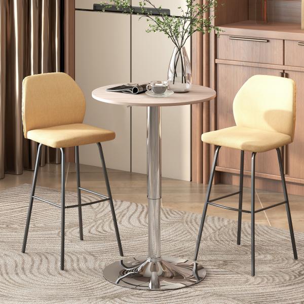 Mesa de Bar com Altura Ajustável Giratória 360° com Base Redonda Mesa Alta Moderna para Cozinha Ø60x67 - 93 cm Madeira
