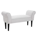 Banco de Pé de Cama Banco com Braços Curvados Estofado e Pés de Madeira Carga Máxima 130kg 102x31x51cm Branco